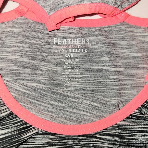 Feathers Maternity heather grey & neon pink ladder racerback tank top - Picture 6 of 6